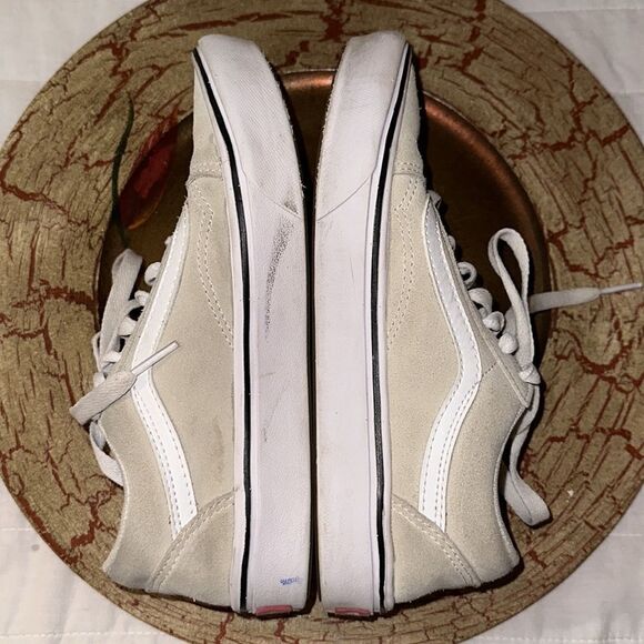 VANS Unisex Women’s 6 Ivory White Suede Leather Skateboard Sneakers - Picture 4 of 8